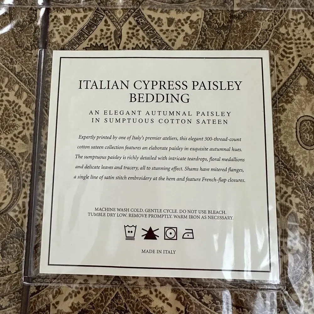 SINGLE NEW Restoration Hardware Italian Cypress Paisley Standard Pillow Sham